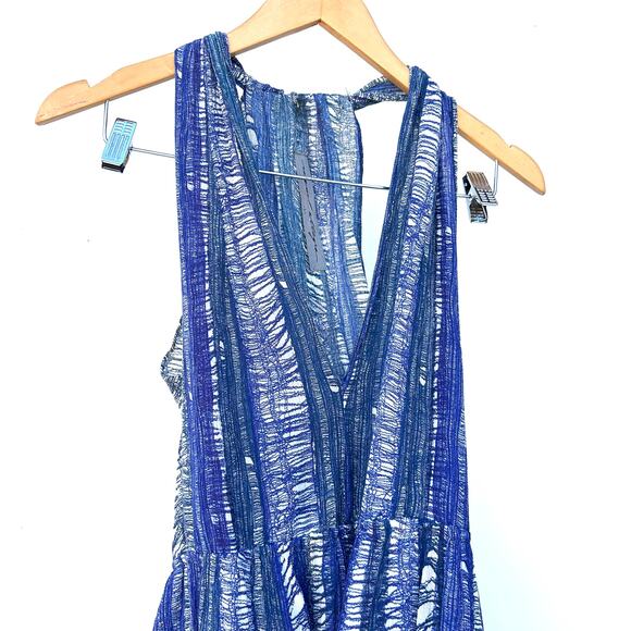 Raquel Allegra Spring 2018 Designer Blue Cotton Linen Midi Tank Dress 0 - Picture 6 of 11